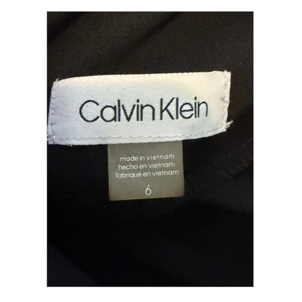 Calvin Klein Flutter Sleeve Wide Leg‎ Jumpsuit Black Stretch Crepe 6